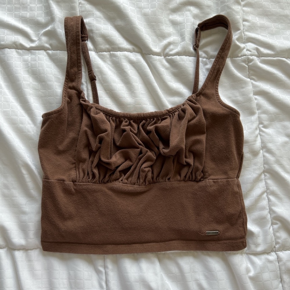 Hollister Brown Ruffle Crop Top